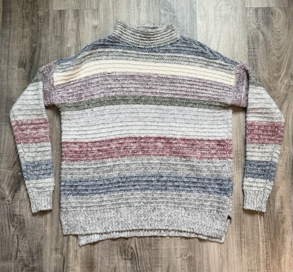 American Eagle Outfitters Women’s Small Striped Turtleneck Oversized Sweater